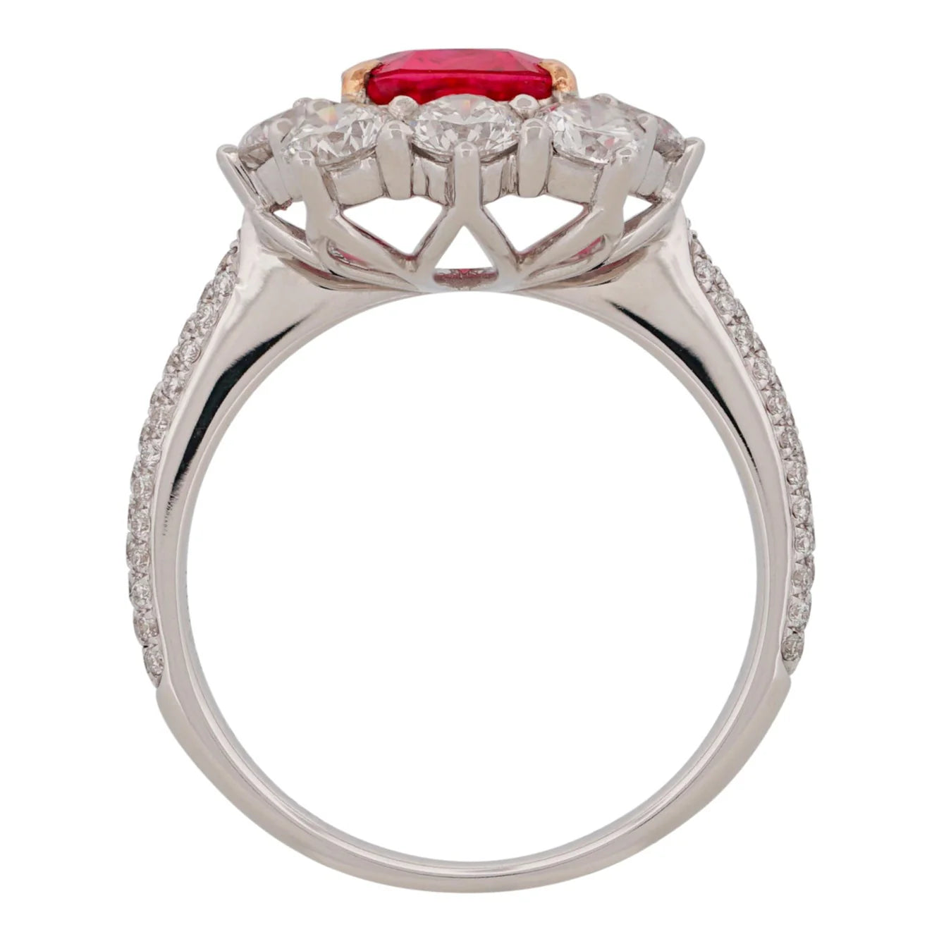 Neon Red Spinel & Diamond Ring