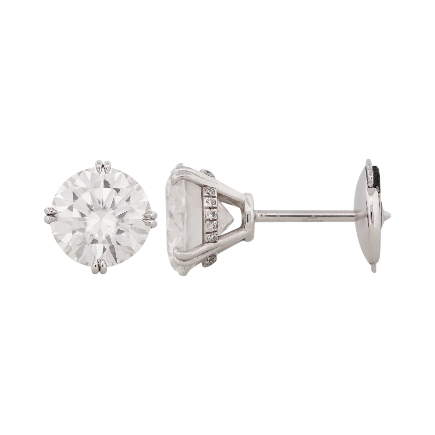 4.00 Carat Total Weight (CTW) GIA Certified Diamond Stud Earrings with Pavé Hidden Halo | 18K White Gold
