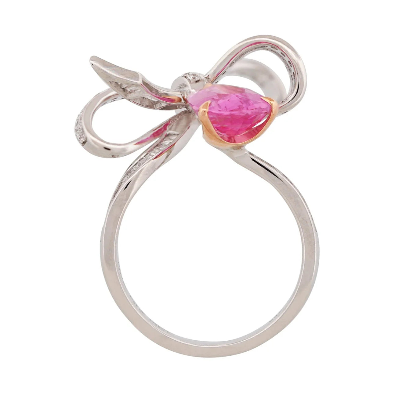 Pink Sapphire & Diamond Ribbon Ring