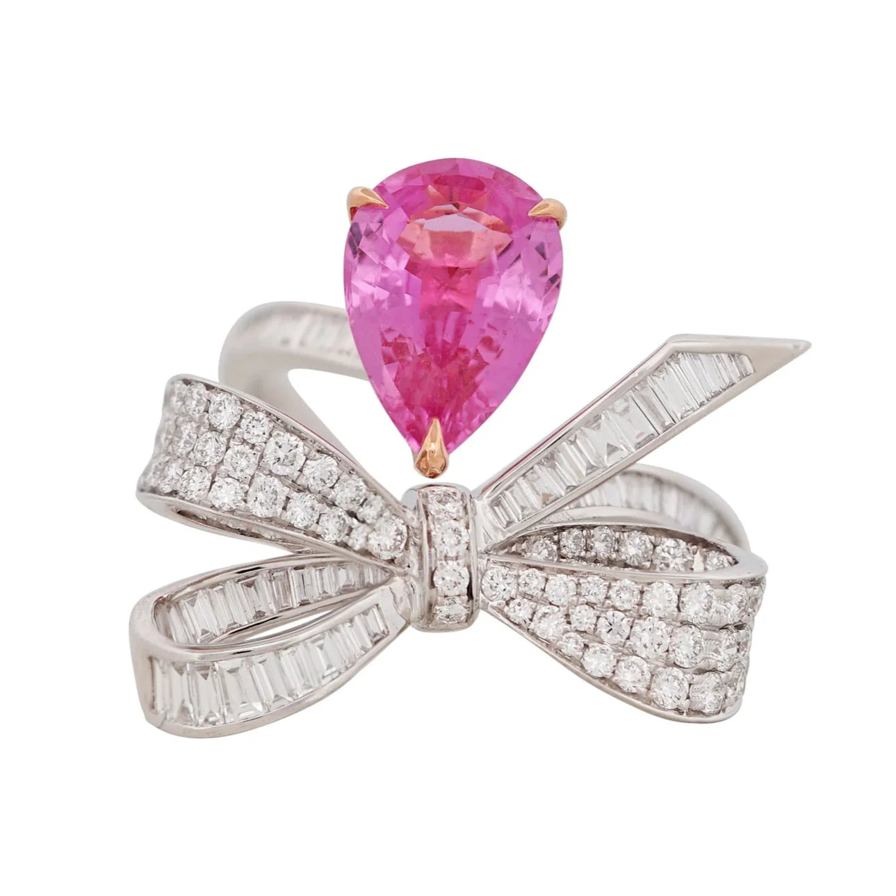 Pink Sapphire & Diamond Ribbon Ring