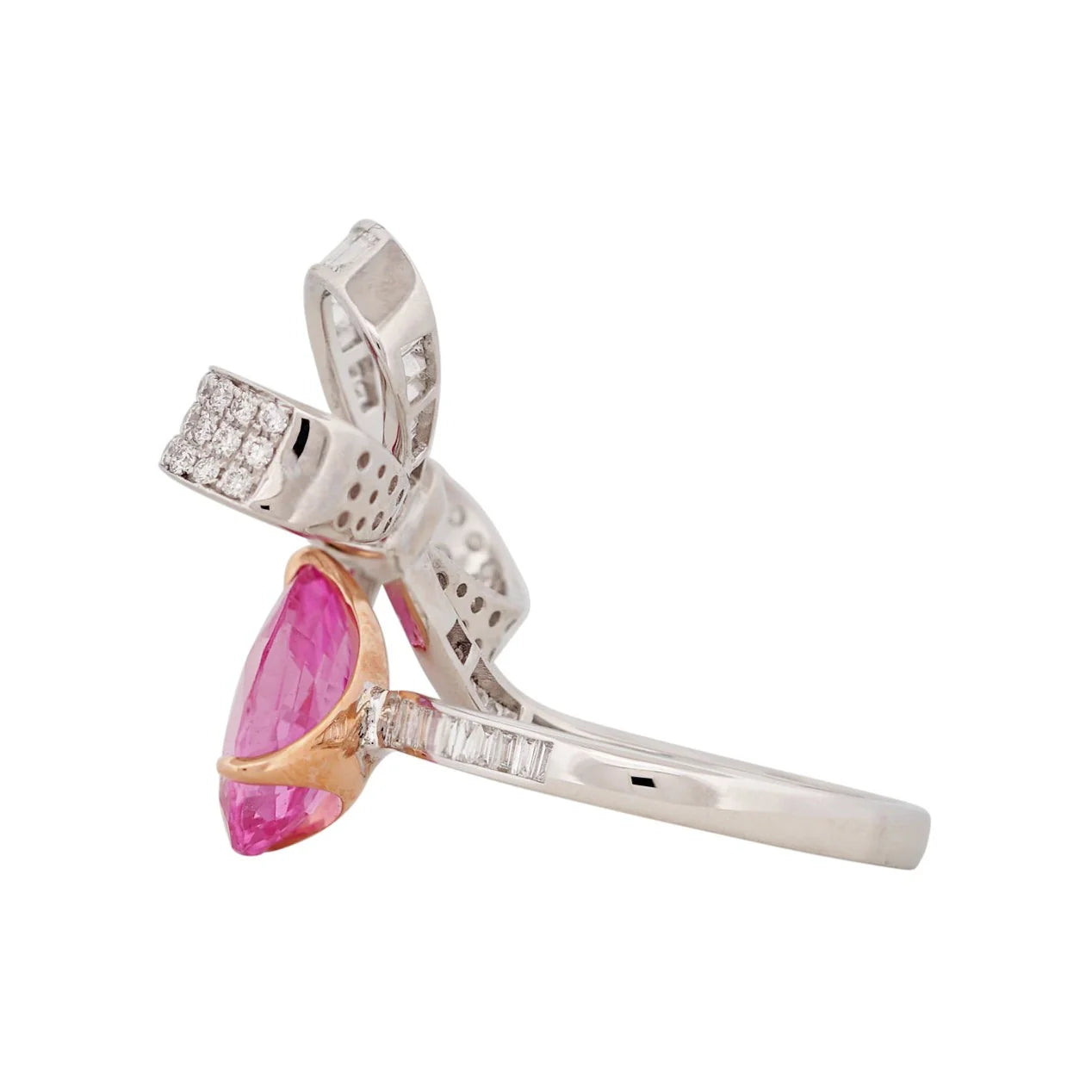 Pink Sapphire & Diamond Ribbon Ring
