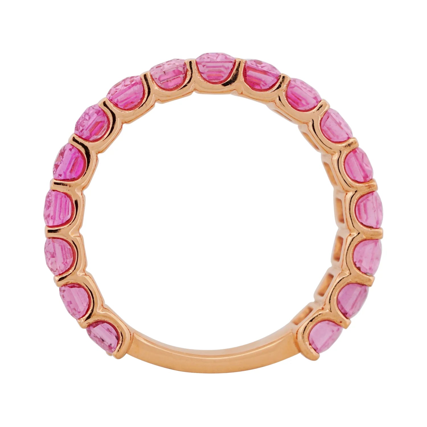 Pink Sapphire Emerald Cut 3/4 Ring