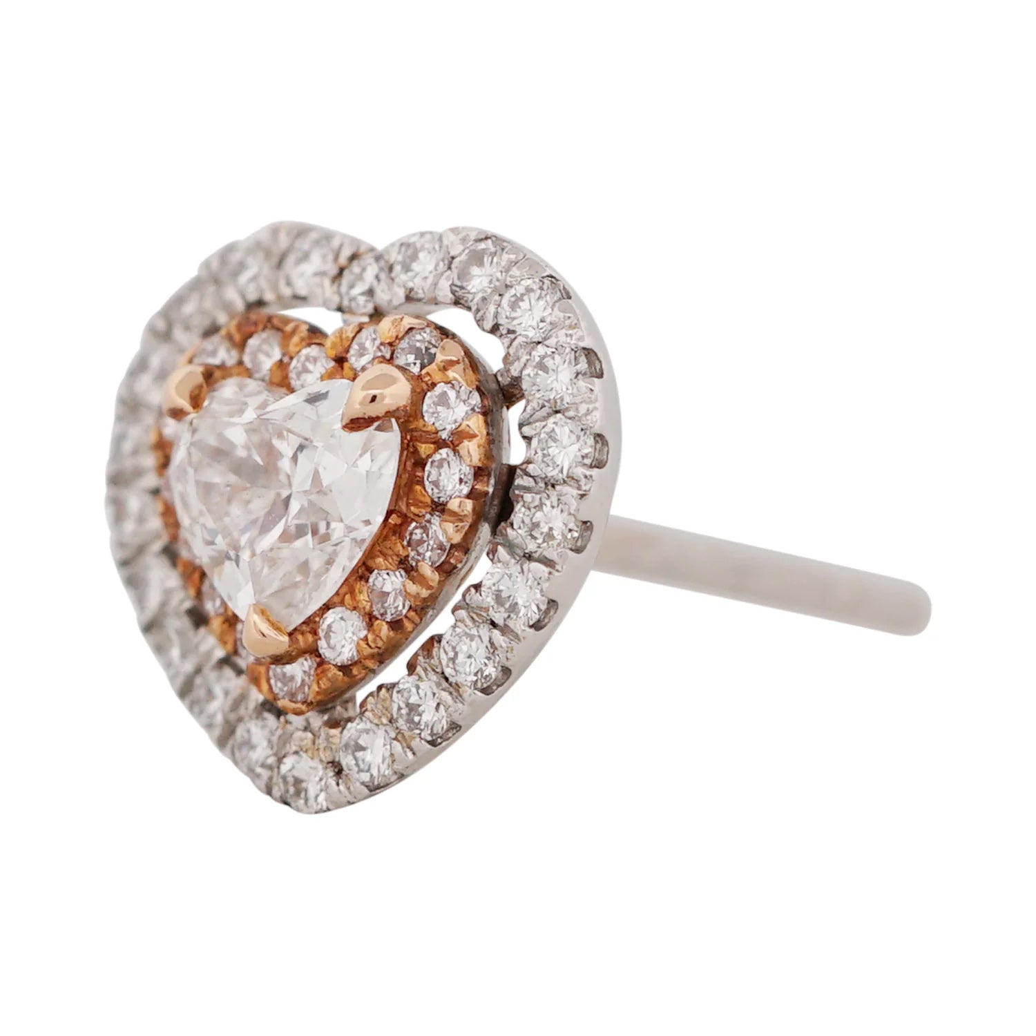 Double Halo Heart Diamond Studs