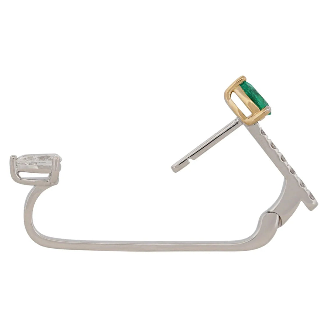 Emerald & Diamond Vine Lobe Earrings