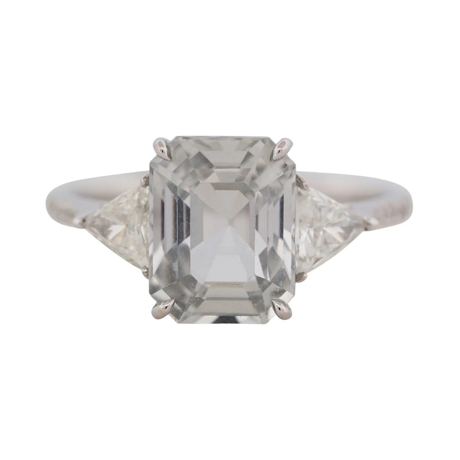 Grey Sapphire Three Stone Ring