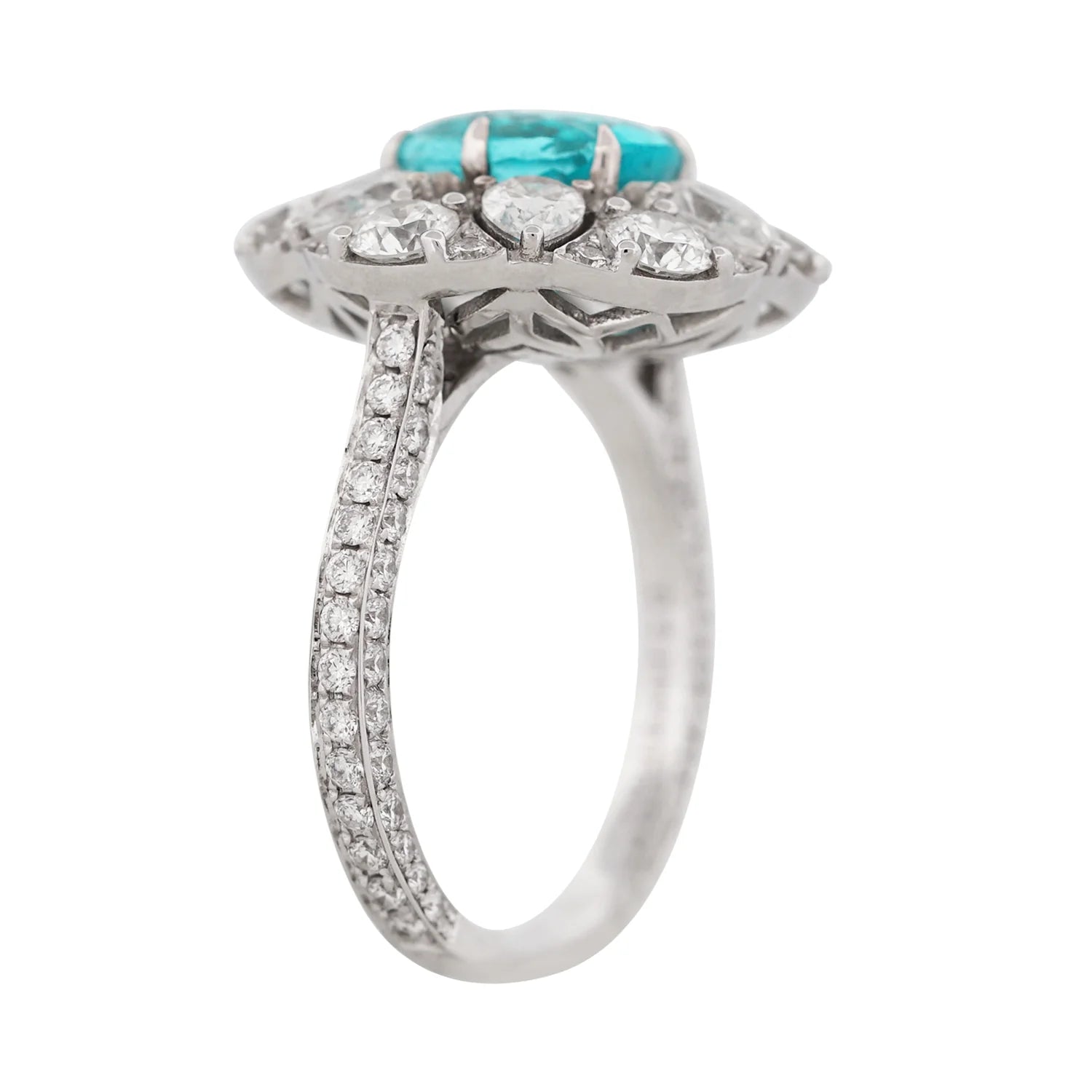 Neon Blue Paraiba Tourmaline & Diamond Ring