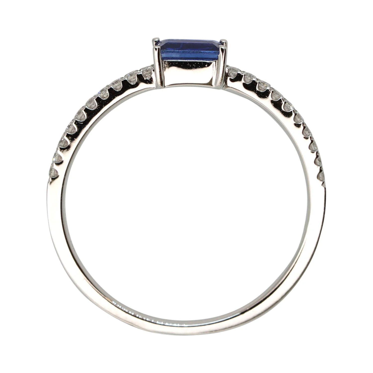 Blue Sapphire & Diamond Baguette Stack Ring