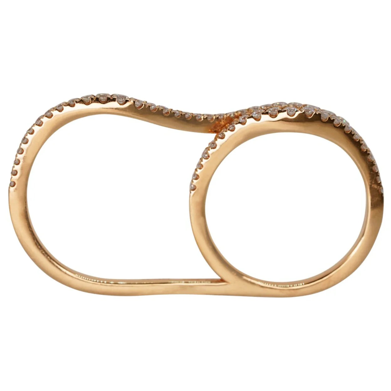 Diamond Wavy Two Finger Ring