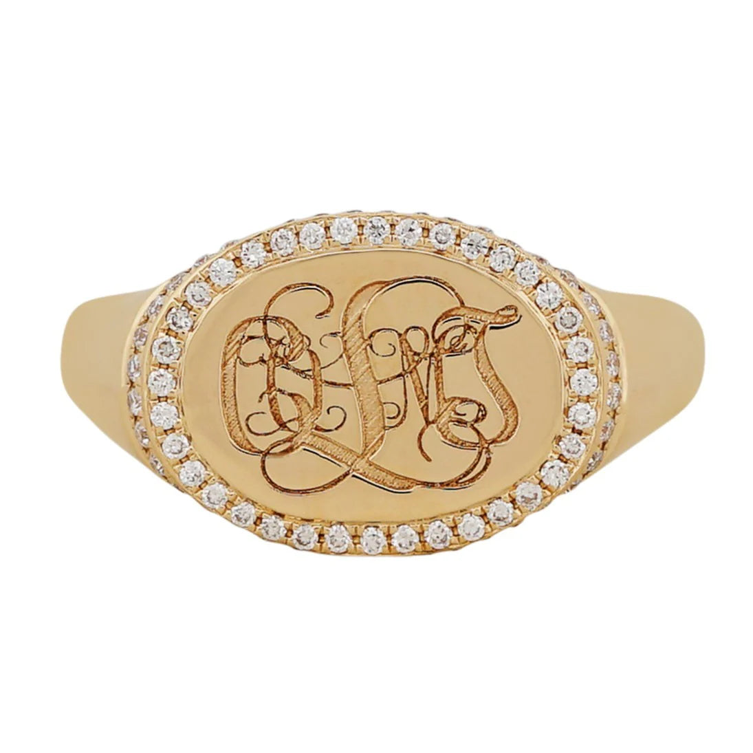 Diamond Oval Shape Signet Ring