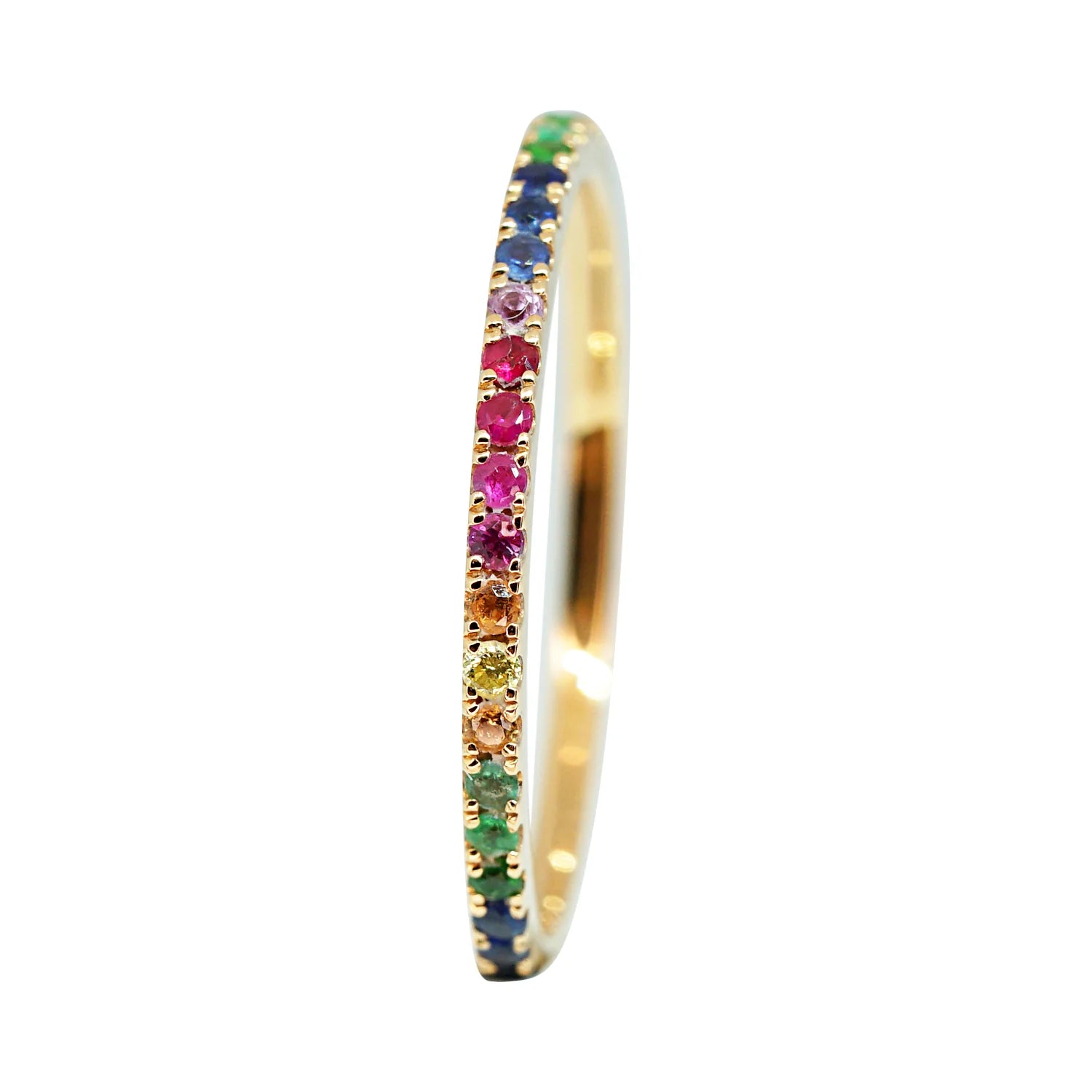 18K White Gold Fancy Sapphire Rainbow Eternity Ring