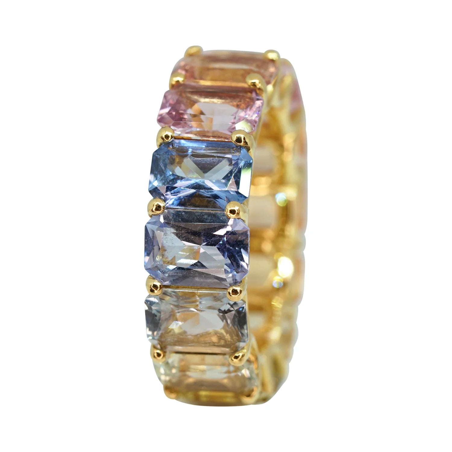 18K Yelllow Gold Fancy Sapphire Rainbow Eternity Ring