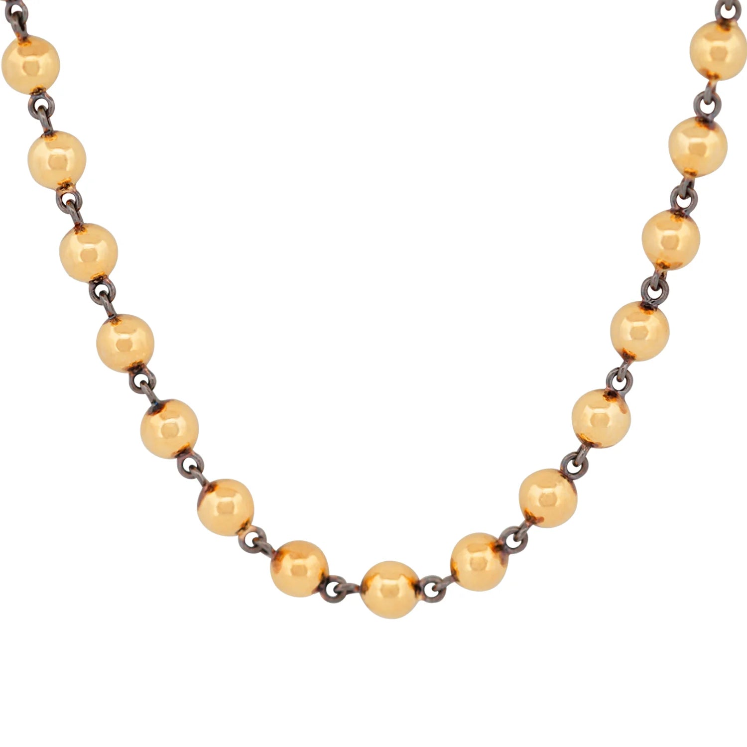 Solid 18K Gold Ball and Chain Necklace
