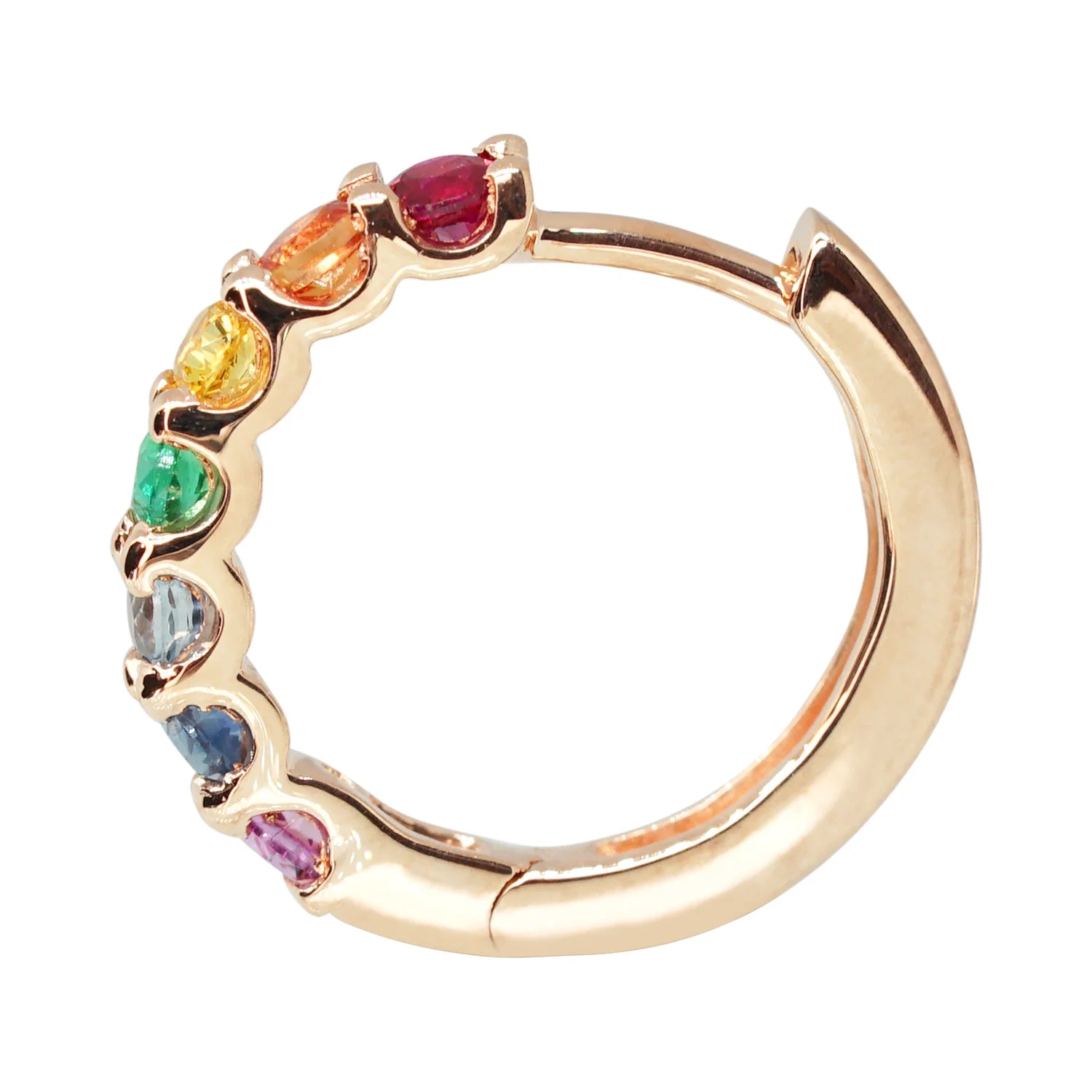 Rainbow Gemstone Huggie Earrings