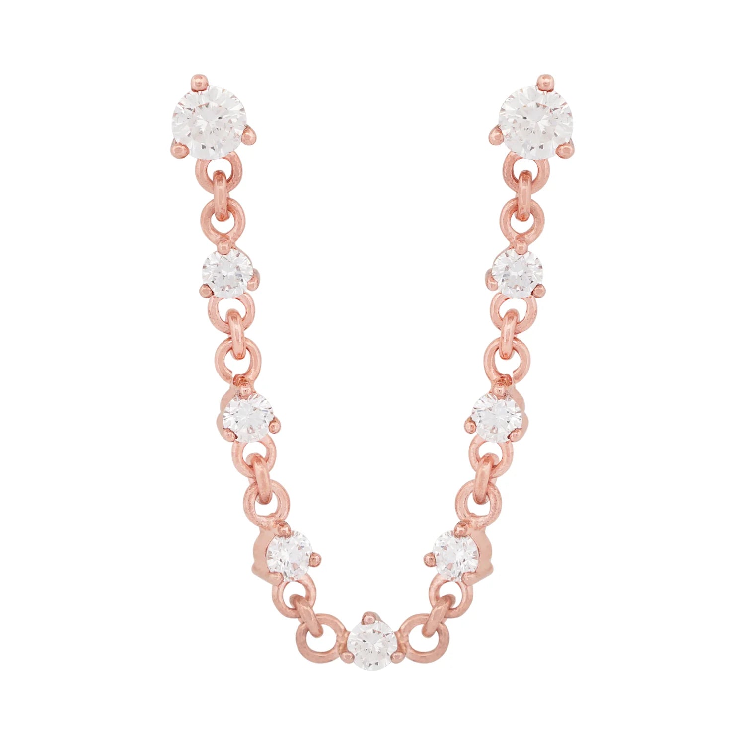 Round Brilliant Cut Diamond Chain Earrings