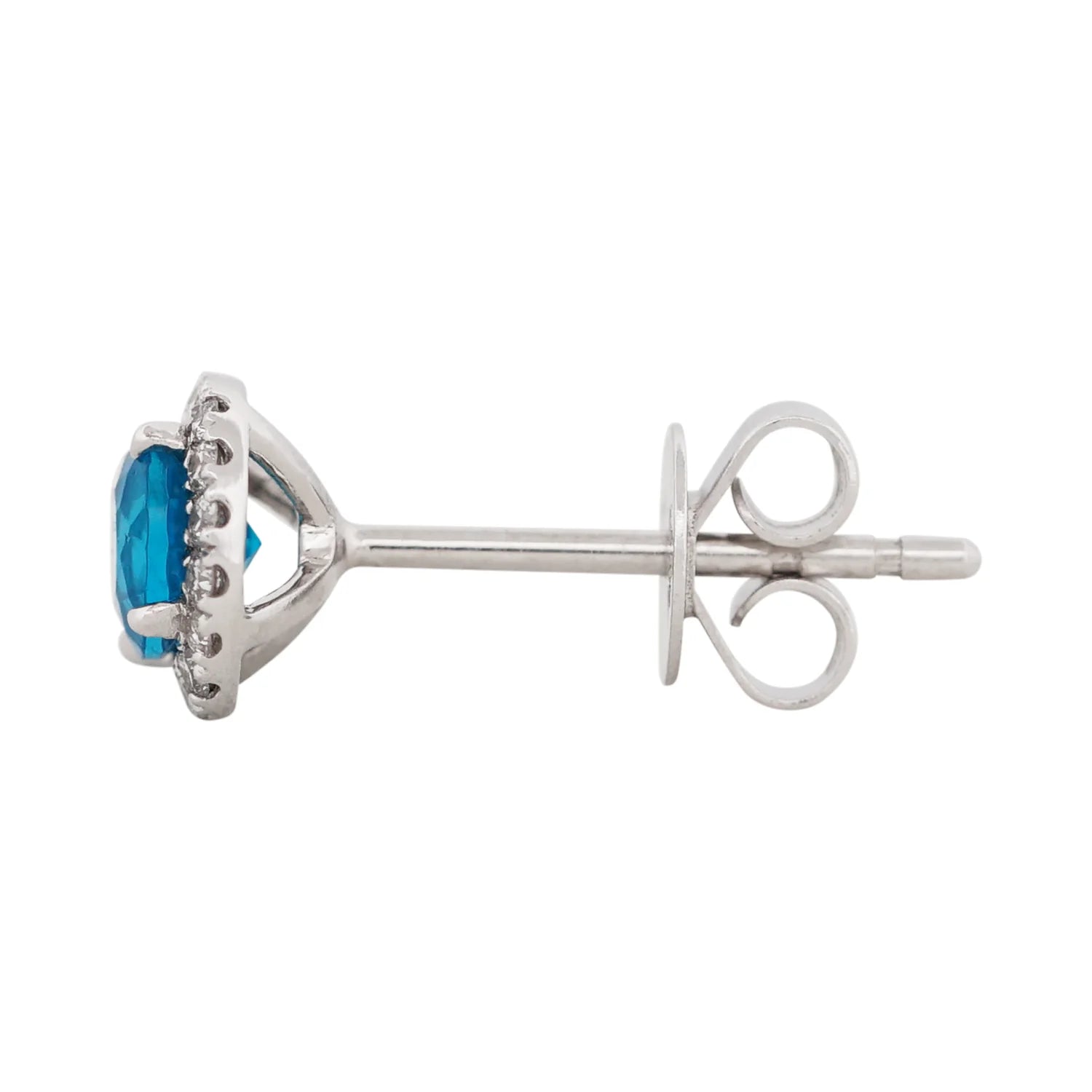 Neon Blue Apatite & Diamond Stud Earrings