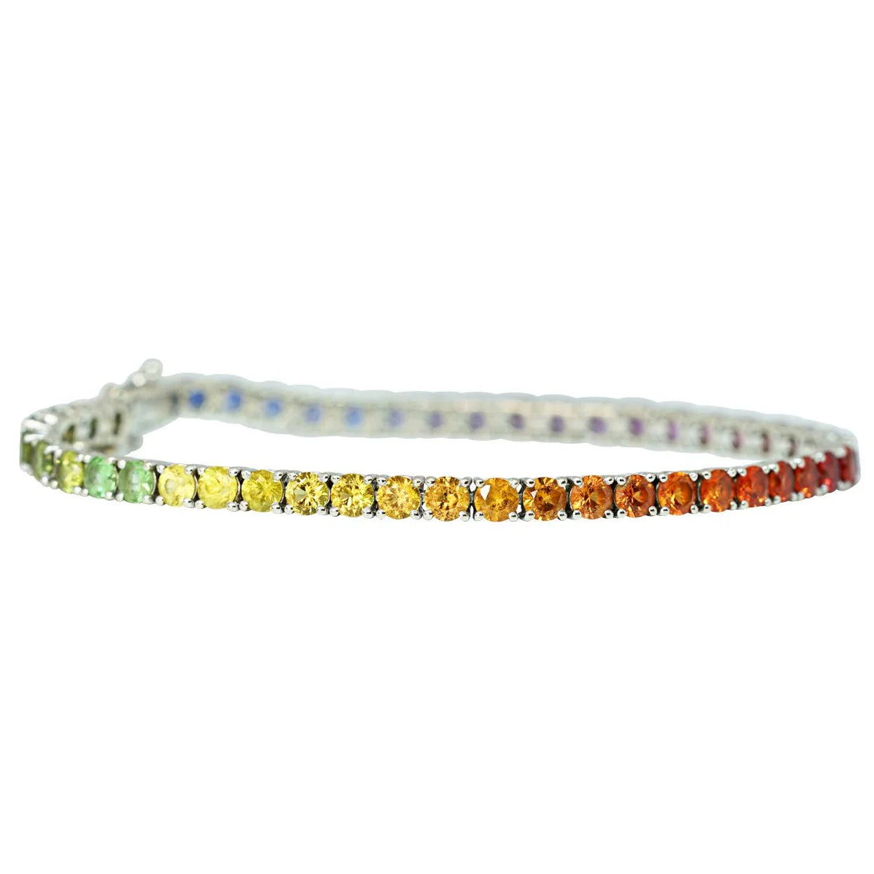 Multicolored gemstone bracelet on a white background