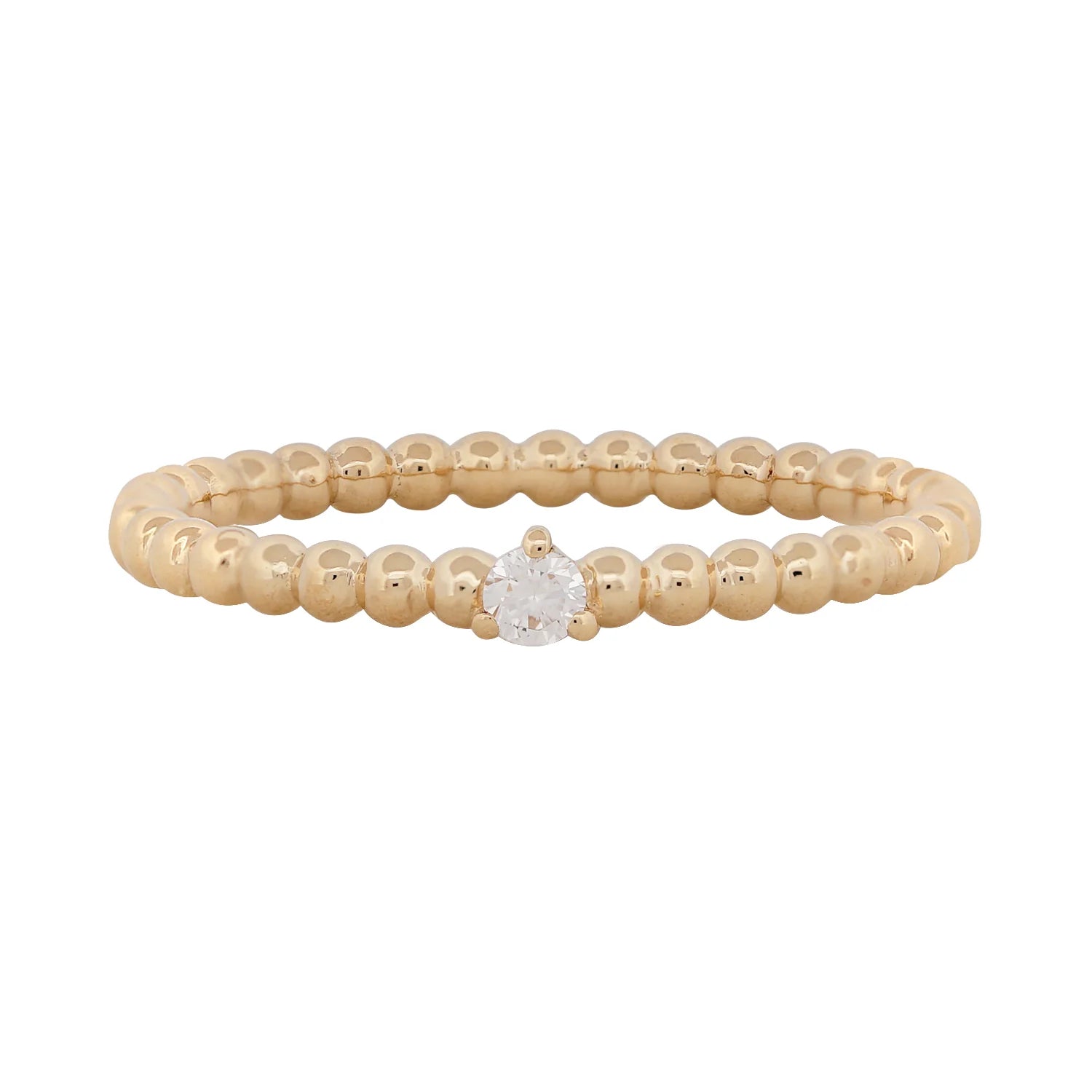 Diamond & Beaded Gold Stacking Ring