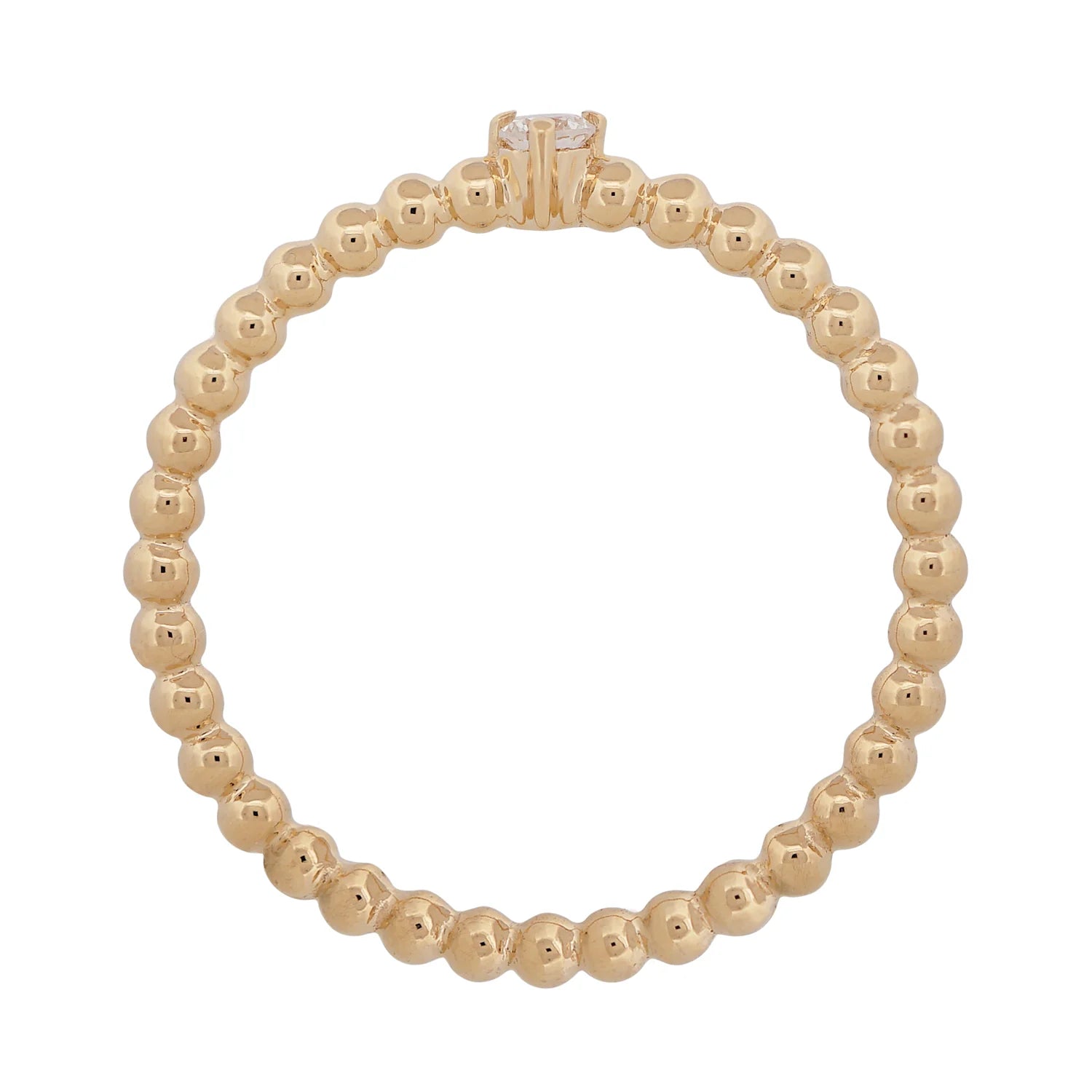 Diamond & Beaded Gold Stacking Ring