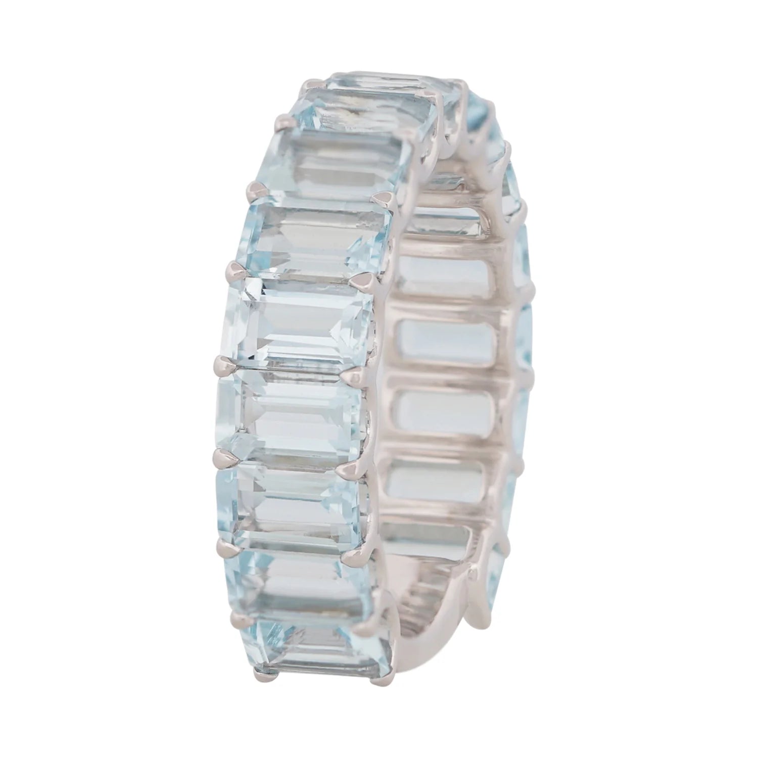 Aquamarine Emerald Cut 3/4 Ring