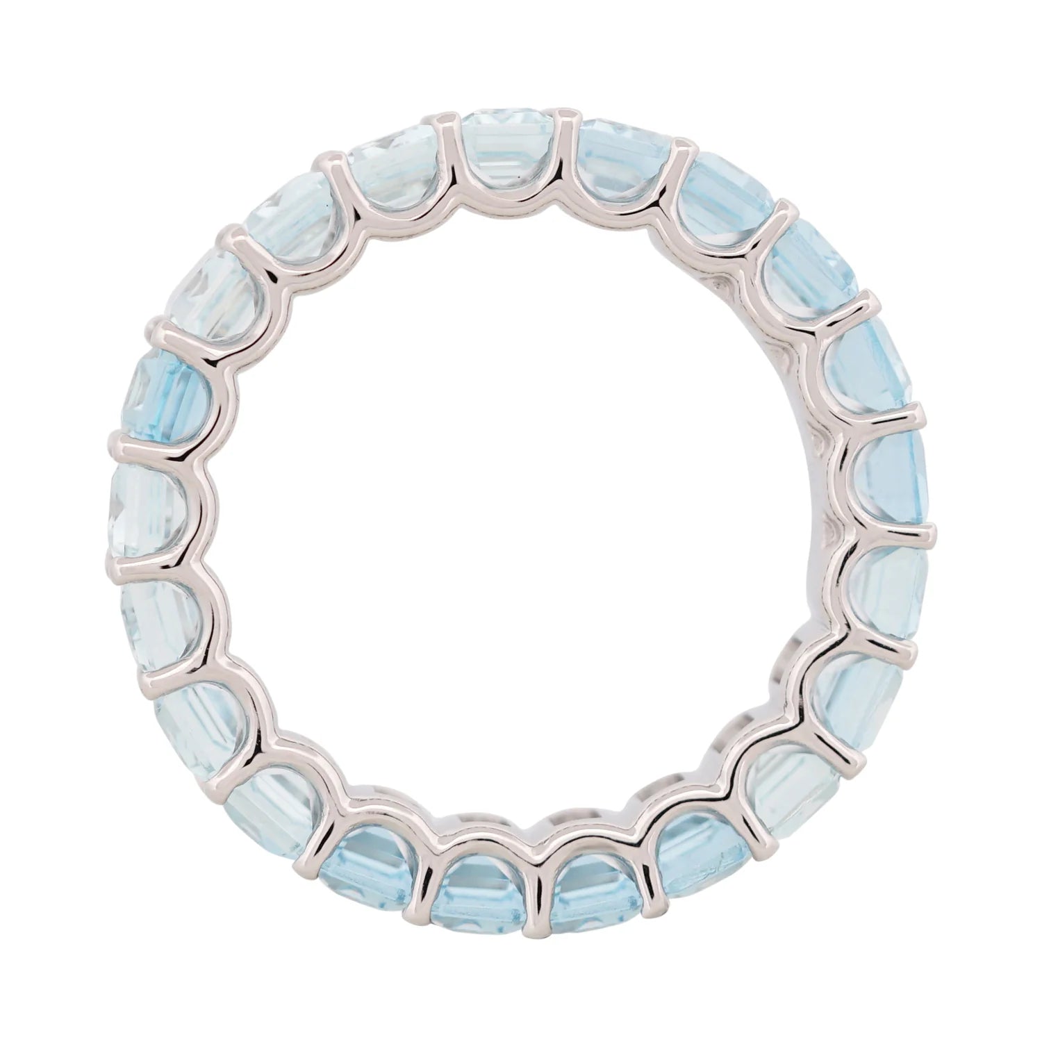 AQUAMARINE EMERALD CUT ETERNITY RING