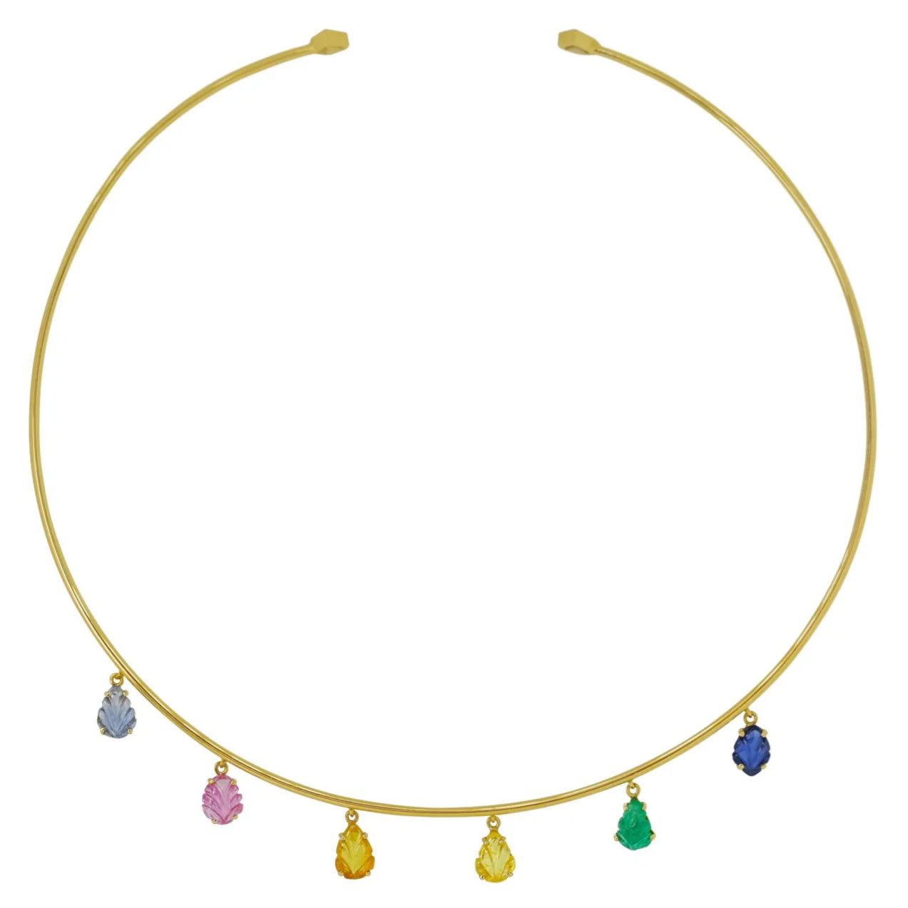 Carved Rainbow Leaf Multi-Gem Dreamcatcher Choker