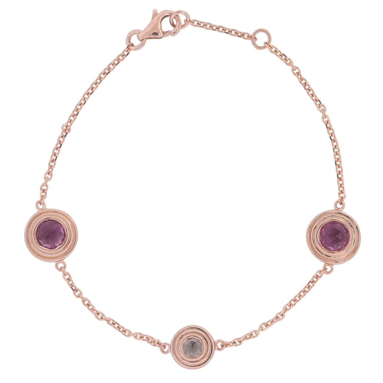 Rose Cut Pink Sapphire & Diamond Bracelet