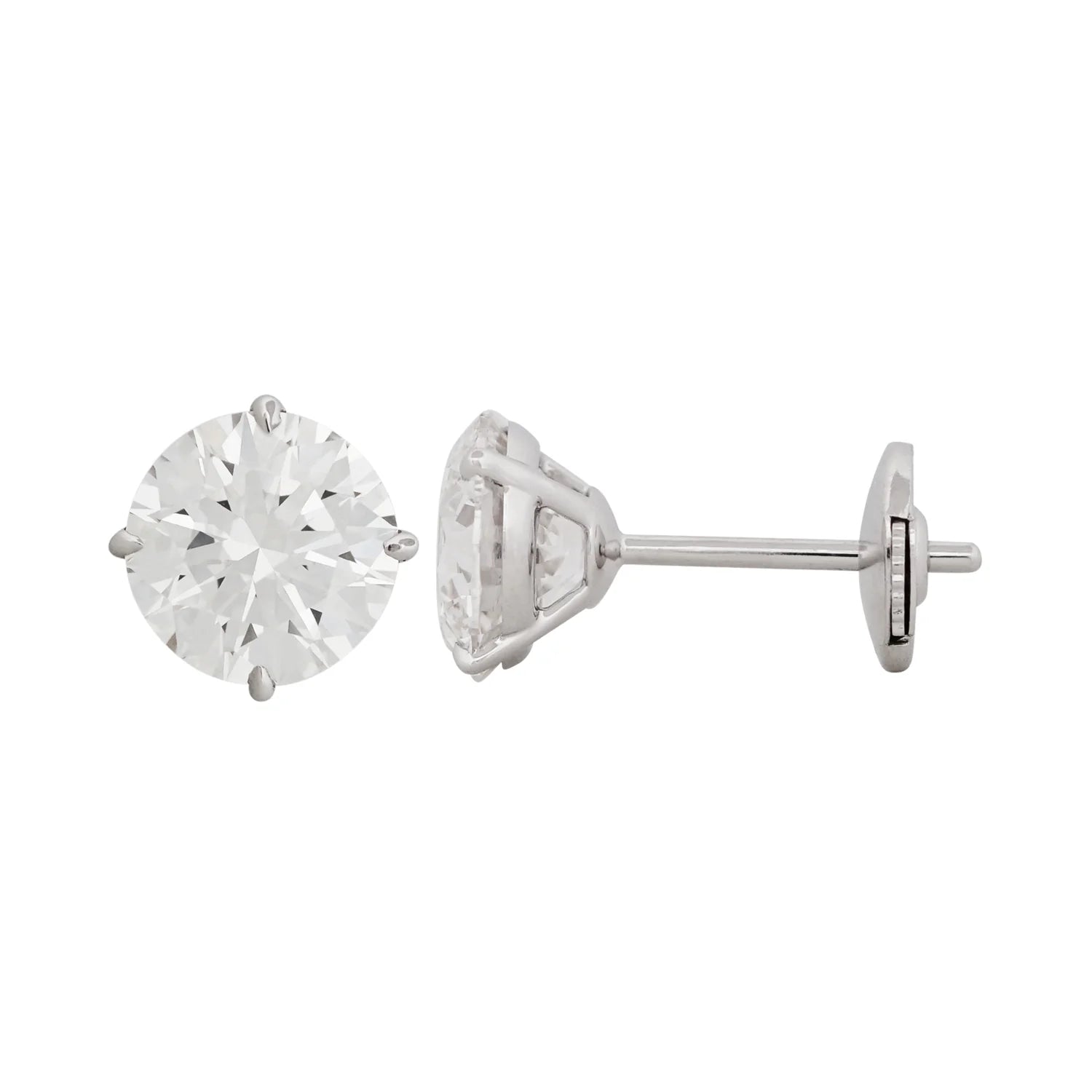 4.00 Carat Total Weight (CTW) GIA Certified Diamond Stud Earrings with Pavé Hidden Halo | 18K White Gold