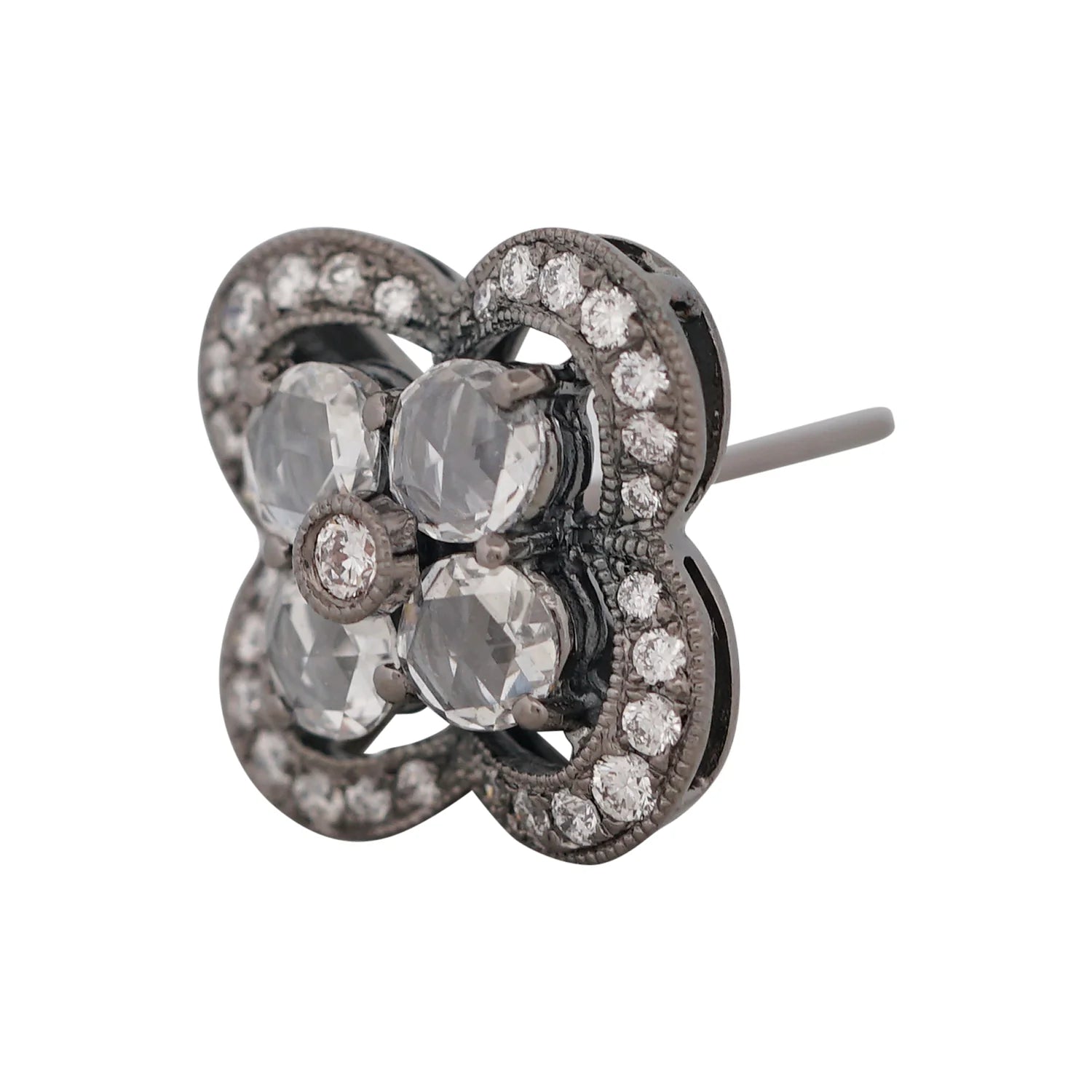 Signature Rose Cut Diamond Flower Stud Earrings