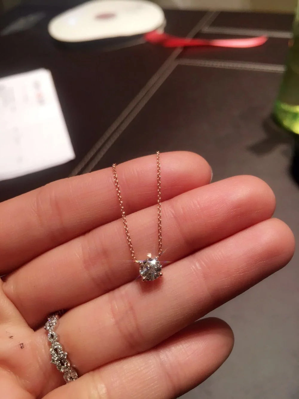 Mini Bezel-set Diamond Solitaire Pendant