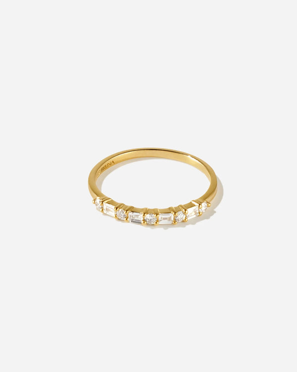 Éternité 14K Gold Ring with Baguette and Round Lab-Grown Diamonds by Handiora