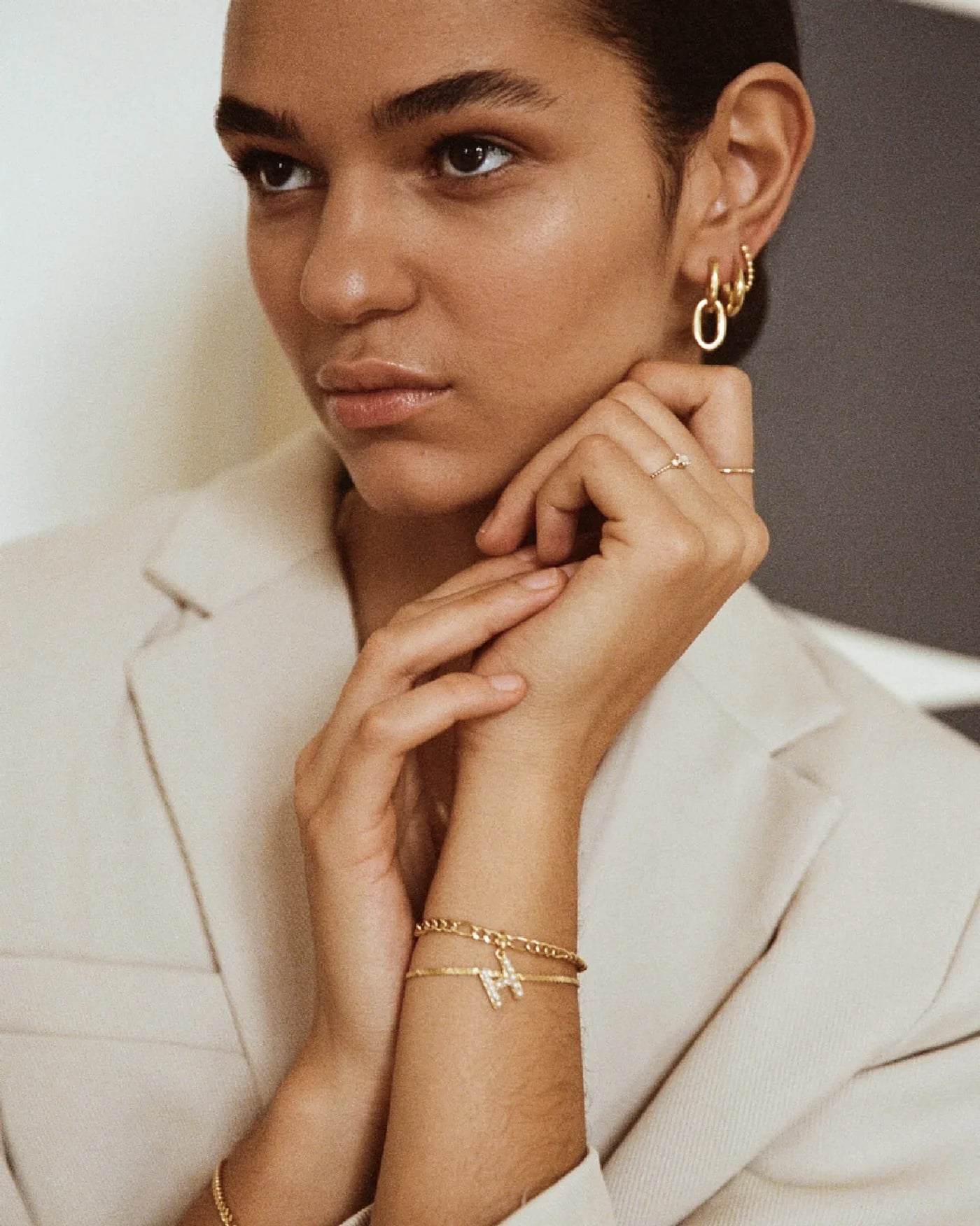 Miele Double Link Drop Earrings in 18K Gold Vermeil by Handiora