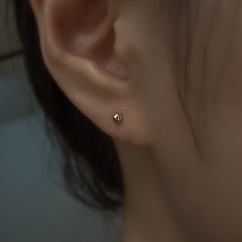 Handiora 14K Basic Ball Earrings in rose and yellow gold