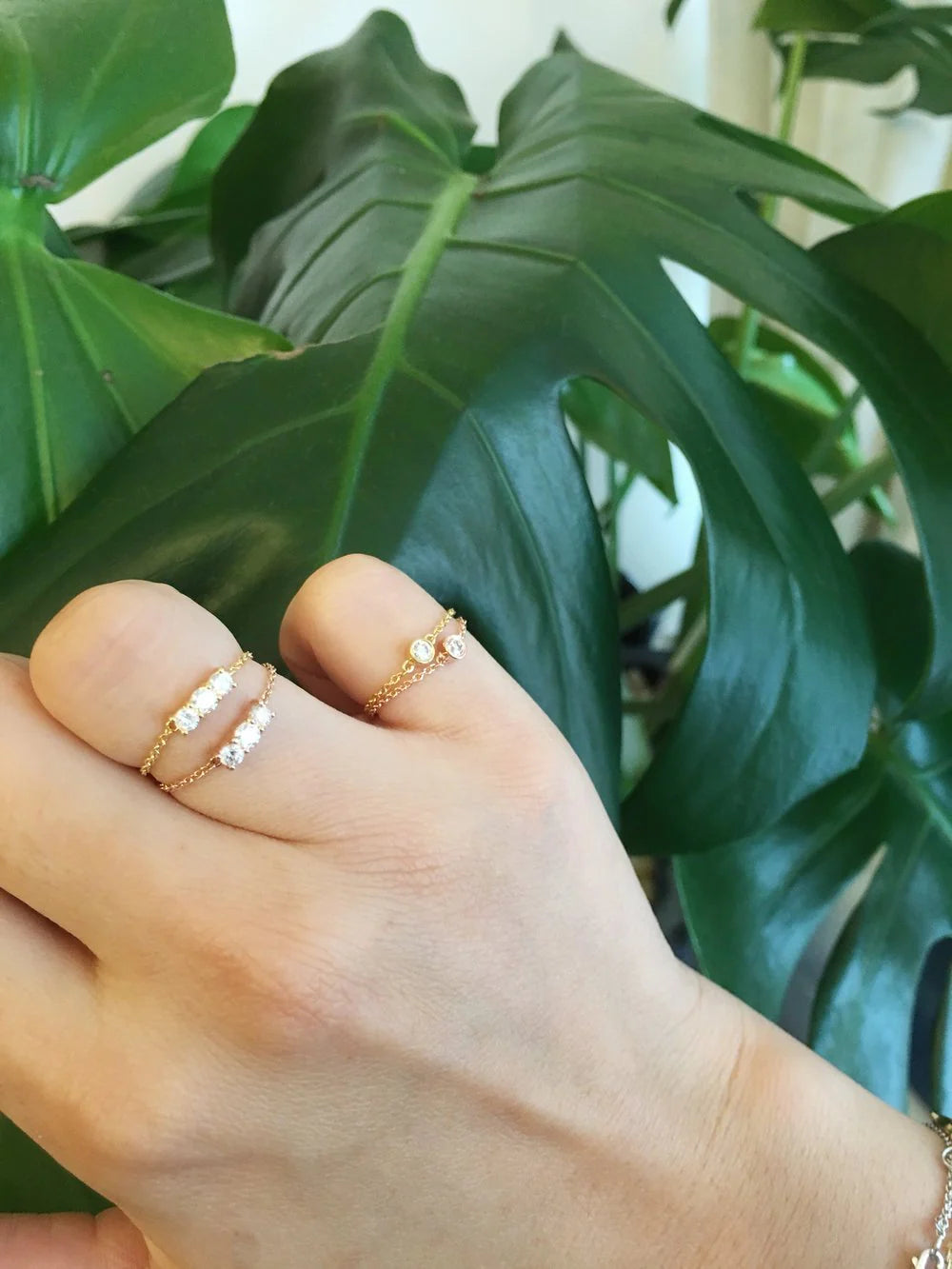 Solitaire Diamond Chain Ring