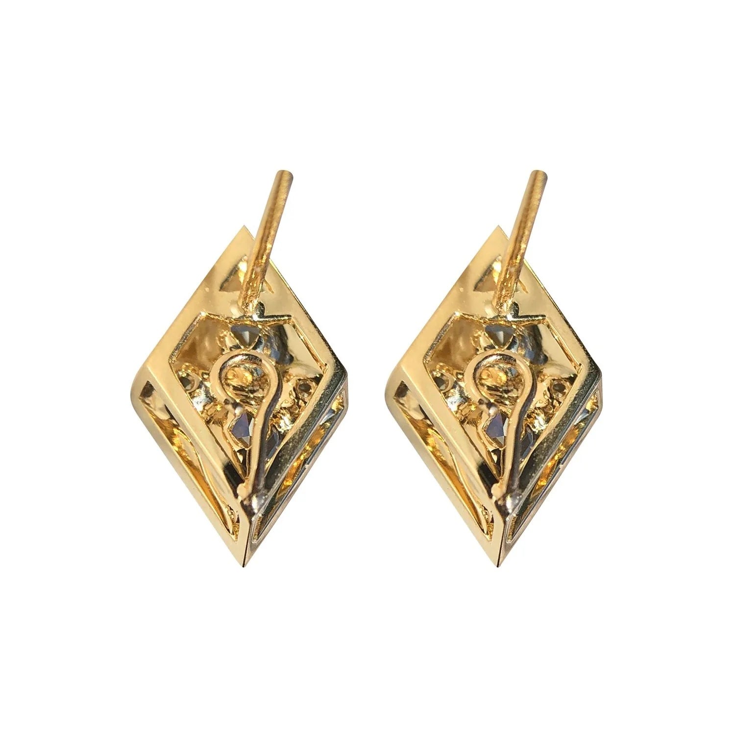 Pair of gold earrings on a white background