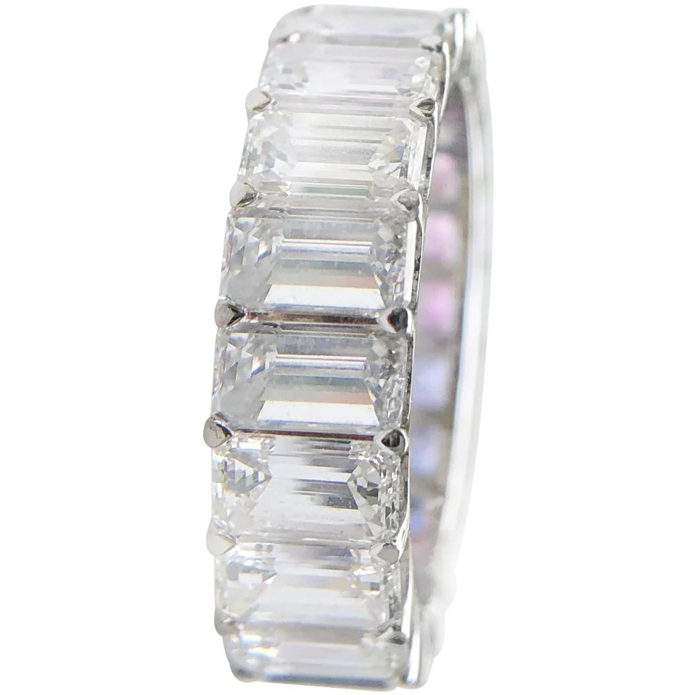Emerald Cut Diamond Eternity Ring in 18K Gold or Platinum