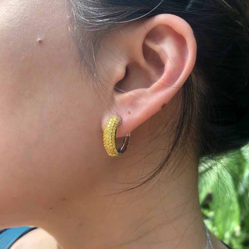 Five Row Yellow Diamond Hoops