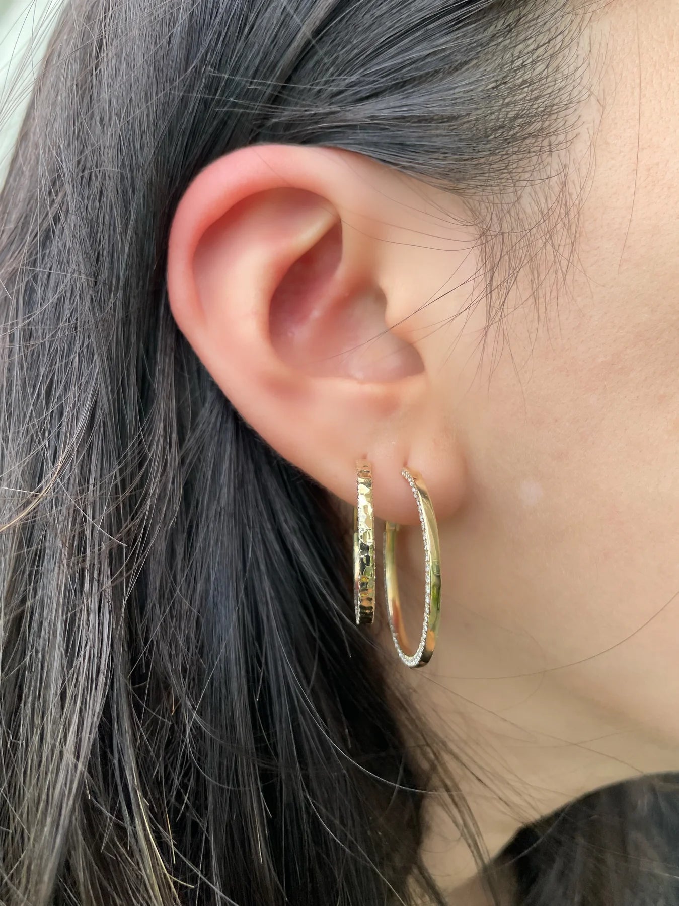 Diamond Edge Hoop Earrings