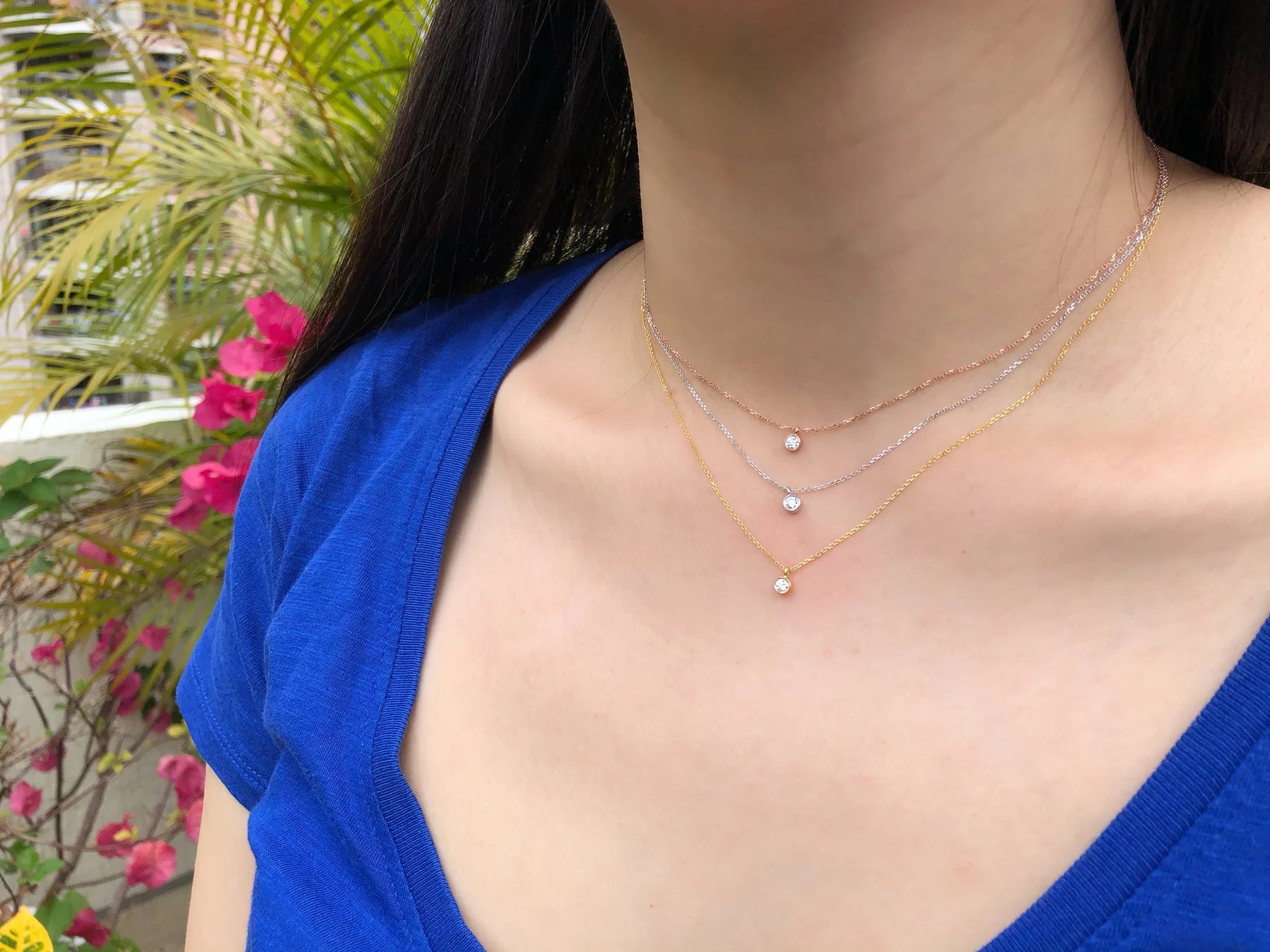 Bezel-set Diamond Drop Pendant