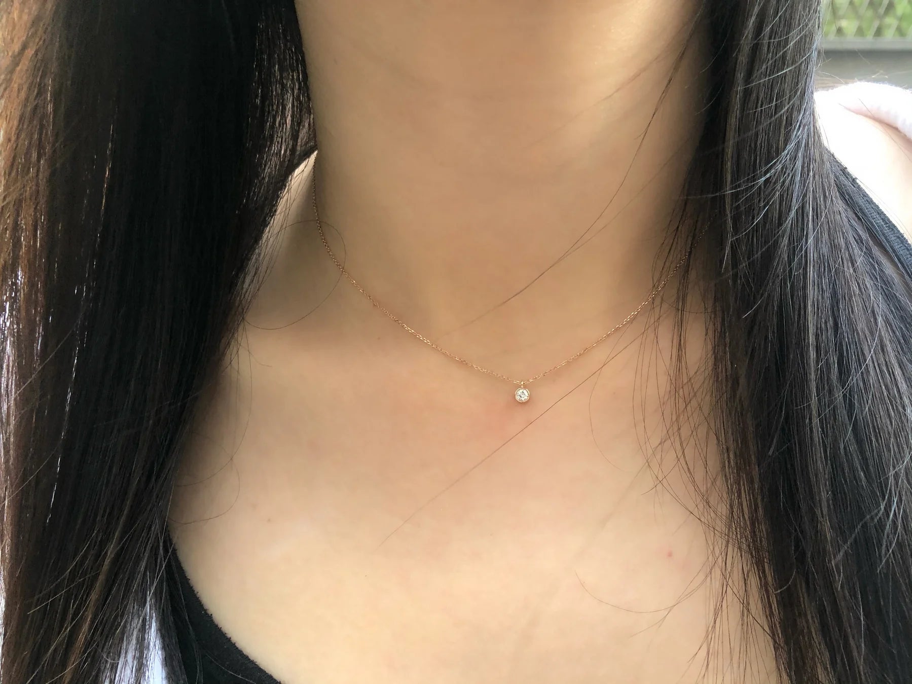 Bezel-set Diamond Drop Pendant