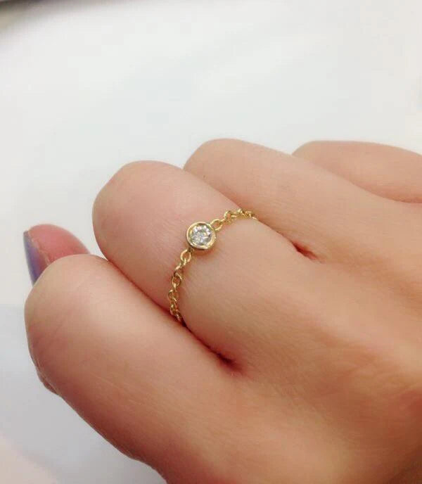 Solitaire Diamond Chain Ring