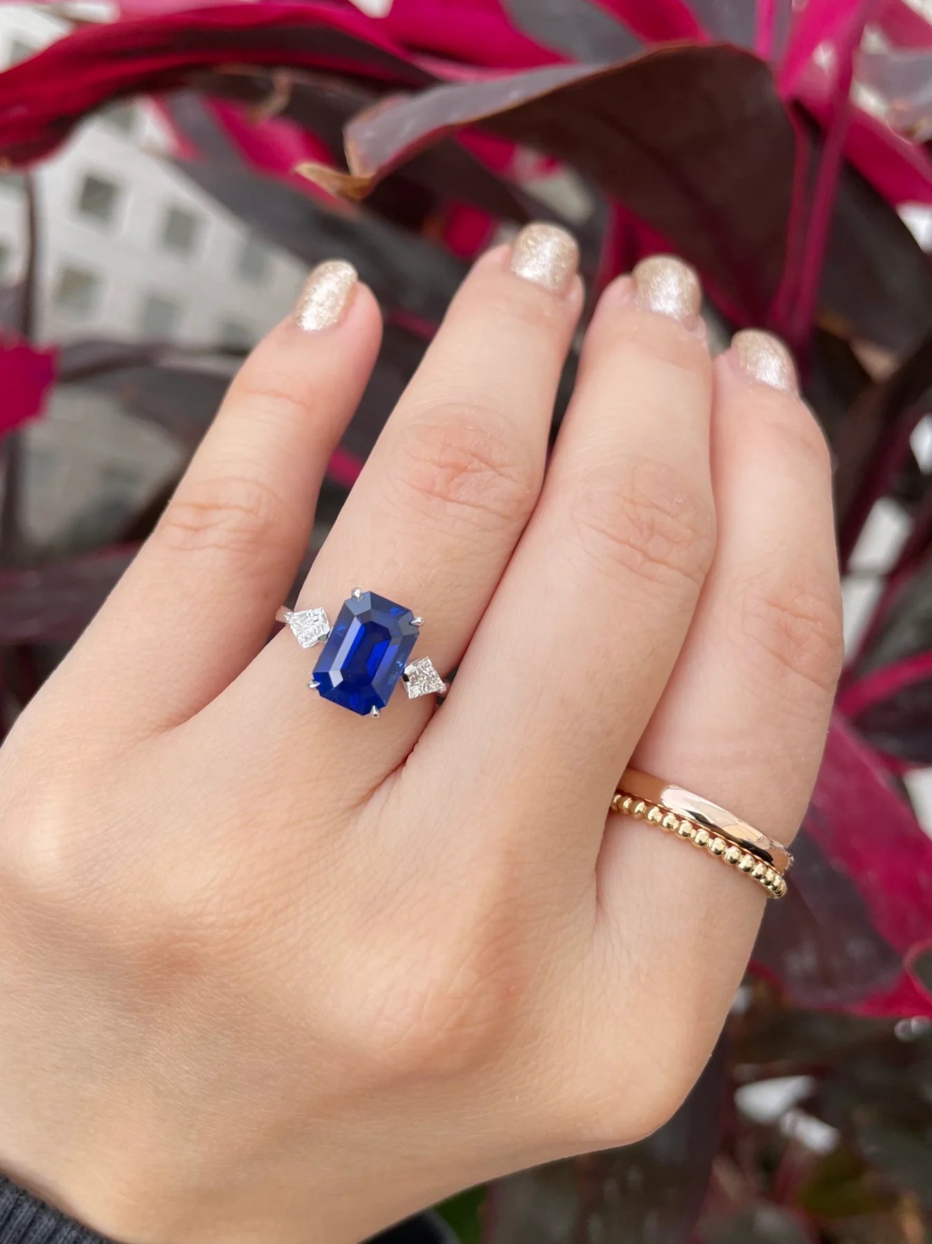 Beaded Gold Stacking Ring