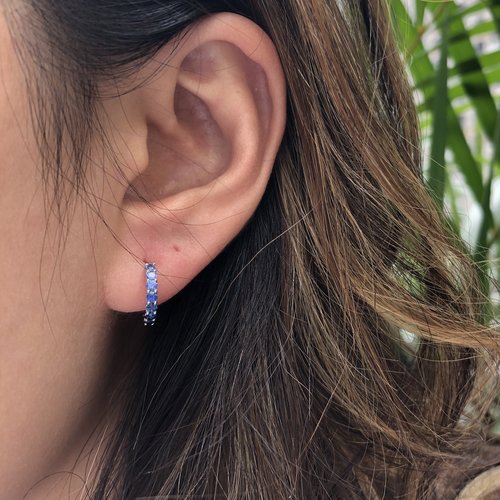 Ombre Blue Sapphire Huggie Earrings