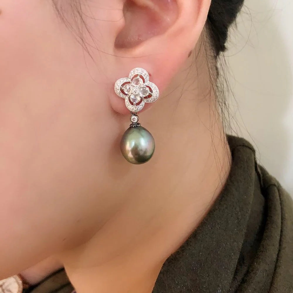 Signature Rose Cut Diamond Flower Stud Earrings