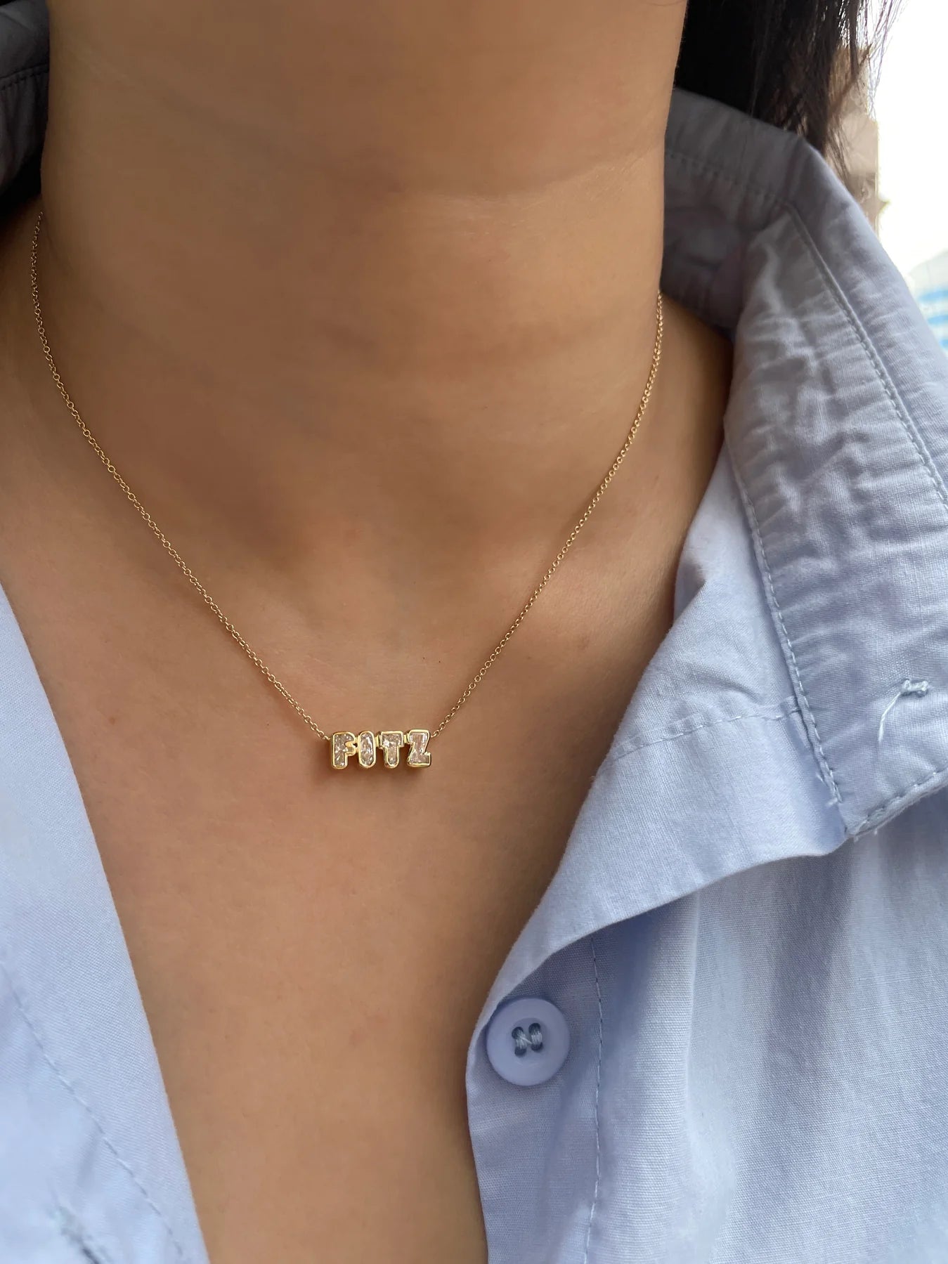 Bubble Bezel Diamond Letter Pendant