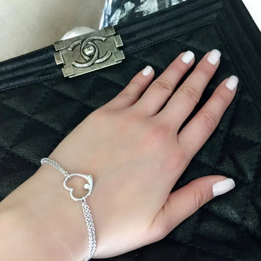 Open Heart Diamond Charm Bracelet