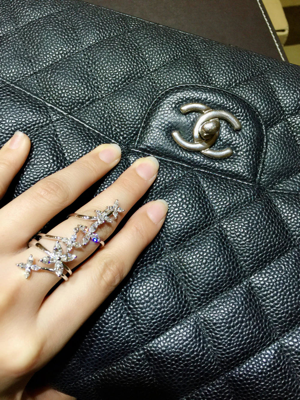 Diamond Floral Knuckle Ring