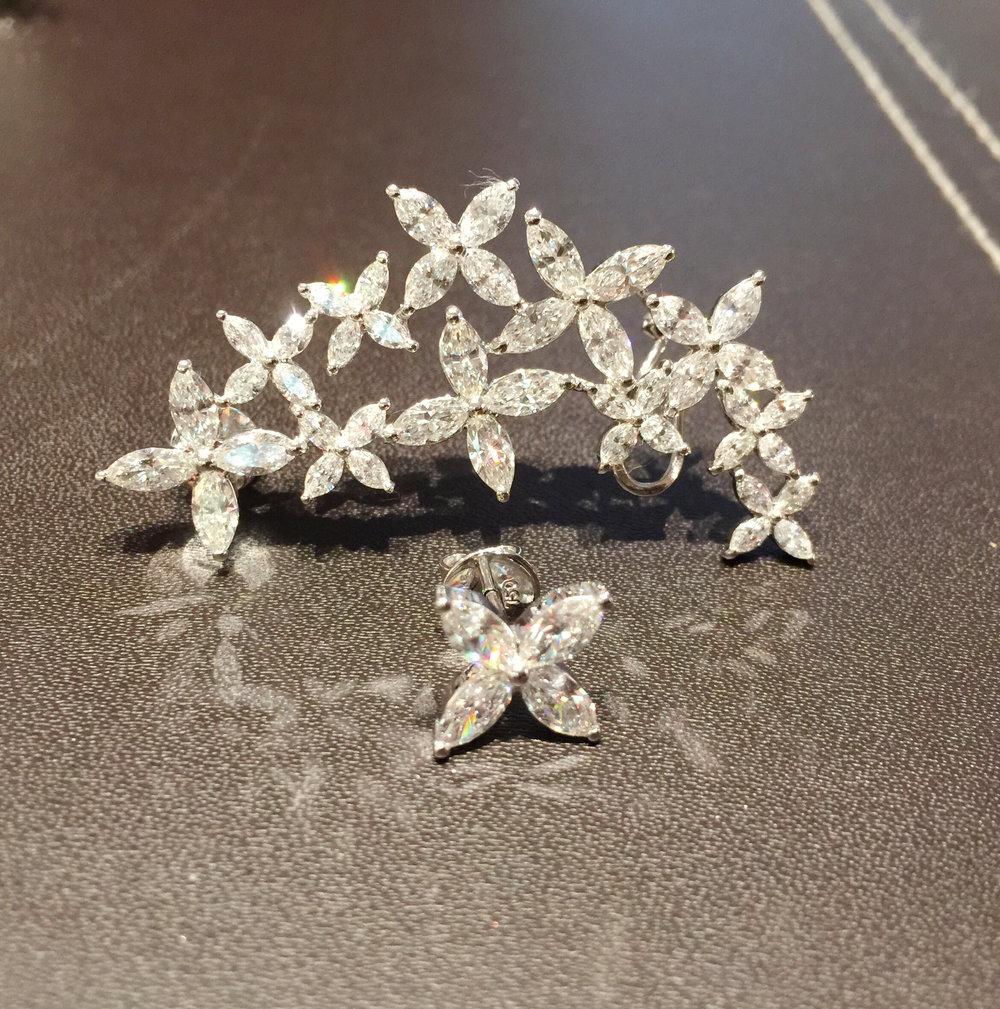 Diamond Floral Ear Climber