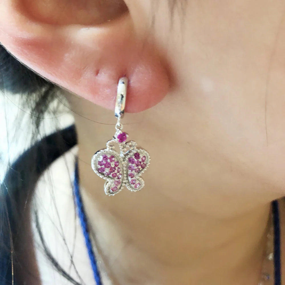 Pink Sapphire Butterfly Earrings