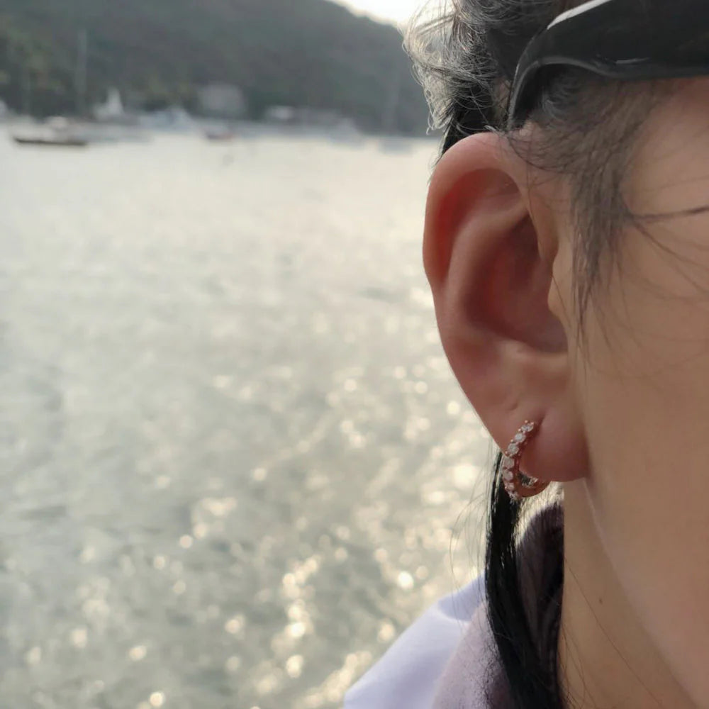 Classic Diamond Claw-set Huggie Earrings