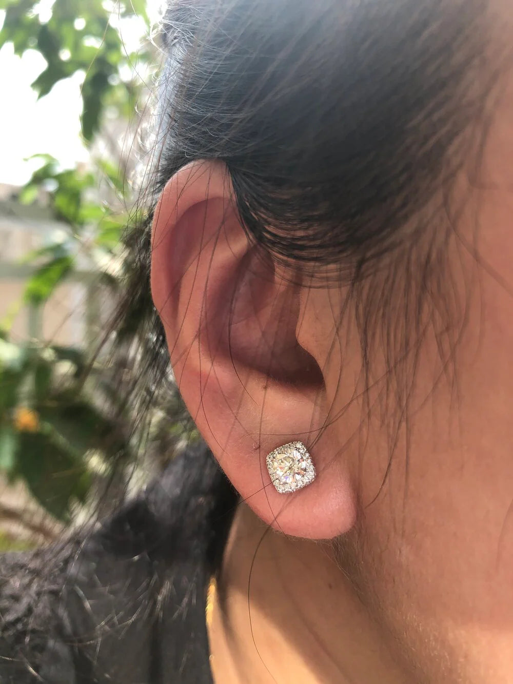 Cushion Halo Double Edged Halo Diamond Earrings